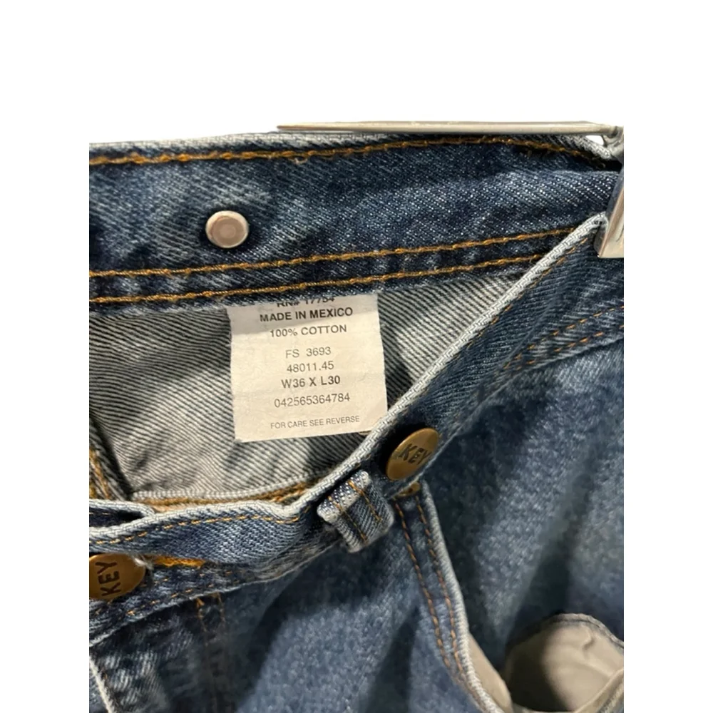 VTG 90's Key Western Double Knee Carpenter Cargo Jeans Size 36x30 Denim Blue